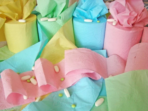 Разноцветная Туалетная Бумага Складки Таблетки — стоковое фото