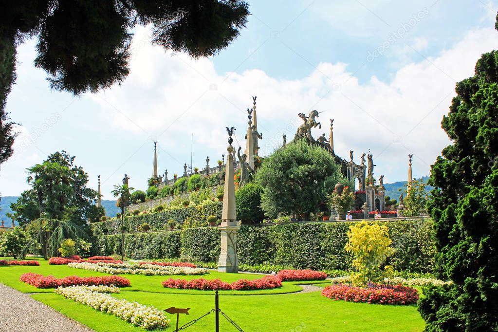 Landscape design on the island of Isola Bella on lake Maggiore in Italy