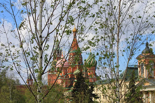 Catedral Basilio Torre Del Kremlin Spasskaya Plaza Roja Moscú Rusia —  Fotos de Stock