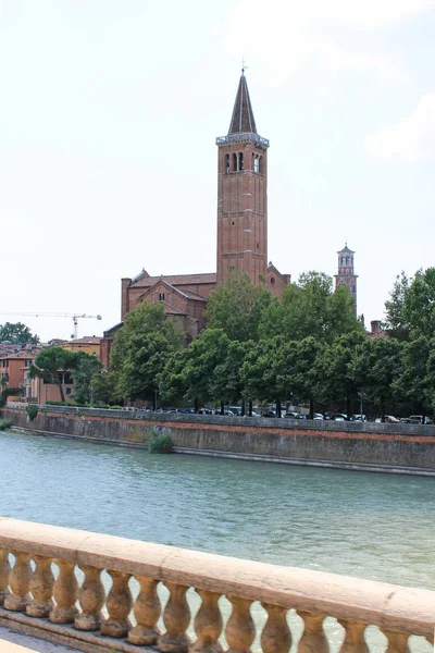Verona Casco Antiguo Italia Con Arquitectura Histórica Río Día Claro — Foto de Stock