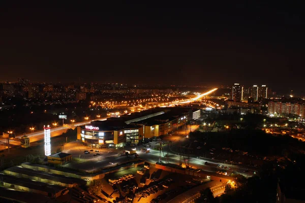 Abstrakcyjny Panoramiczny Widok Miasto Nocą — Zdjęcie stockowe