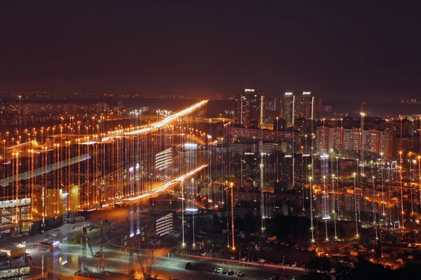 Una Vista Panorámica Abstracta Ciudad Por Noche — Foto de Stock