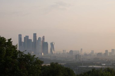 Şafakta yaz aylarında Moskova Rusya Panoraması