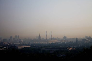 Şafakta yaz aylarında Moskova Rusya Panoraması