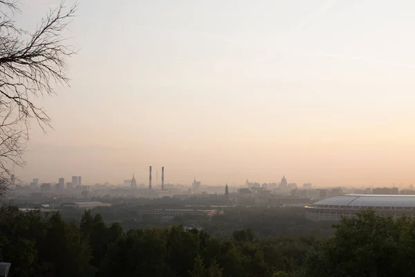 Panorama of Moscow Russia in the summer at dawn
