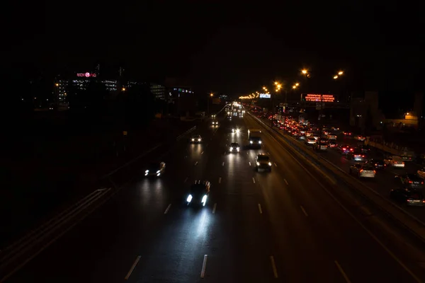 Night Road Car Light Trails — Stock Photo, Image