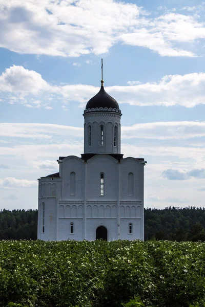 Orthodoxe Kirche Aus Weißem Stein Einem Klaren Sonnigen Tag Russland — Stockfoto
