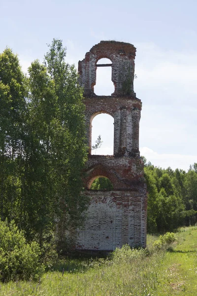 Old abandoned ruined Church in Russia on a Sunny summer day