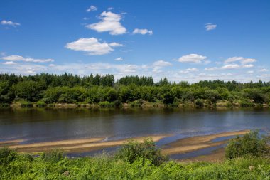 Shallow river Klyazma in Russia clipart