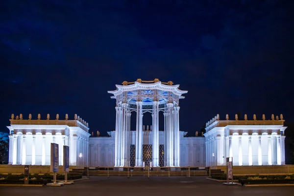 Palácio Exposição Realizações Economia Nacional Noite Verão Moscou Rússia — Fotografia de Stock