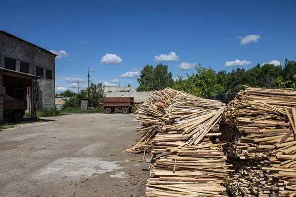 Vladimir Rusland Juni 2019 Timmerhout Planken Houtbewerkings Installatie — Stockfoto