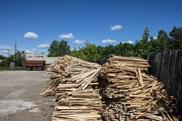 Vladimir Rusko Červen 2019 Dřevo Prkna Dřevacím Závodě — Stock fotografie