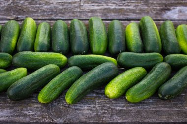 Tahta masadaki taze salatalıklar