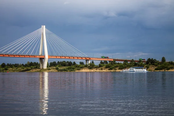 Большой Кабельный Мост Через Реку Ока Муроме Россия — стоковое фото