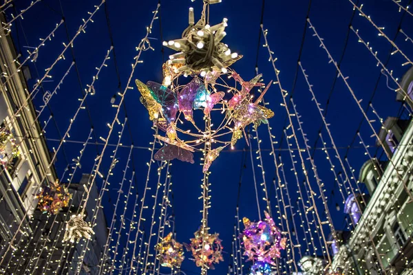 Histórica Calle Nikolskaya Con Hermosa Iluminación Nocturna Moscú Rusia — Foto de Stock