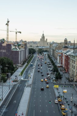 Merkezi çocuk mağazasının çatısından Moskova Rusya'nın tarihi merkezinin üst görünümü
