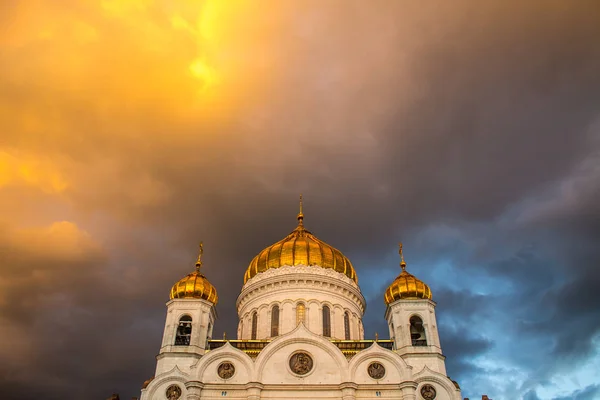 Christ Erlöser Kathedrale Moskau Russland Vor Dem Hintergrund Malerischer Farbiger — Stockfoto