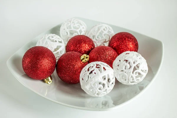Kerstboom Kleurrijke Glazen Ballen Decoratie — Stockfoto