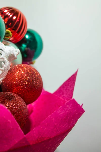 Décoration Boules Verre Colorées Arbre Noël — Photo