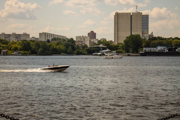 Moskva Ryssland Juli 2019 Utsikt Över Vattnen Khimki Reservoar Med — Stockfoto