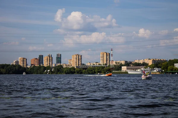 Moskva Ryssland Juli 2019 Utsikt Över Vattnen Khimki Reservoar Med — Stockfoto