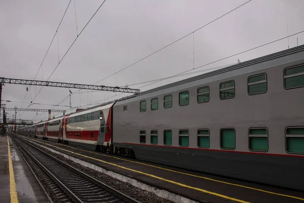 Murom Région Vladimir Russie Août 2019 Train Voyageurs Avec Voitures — Photo