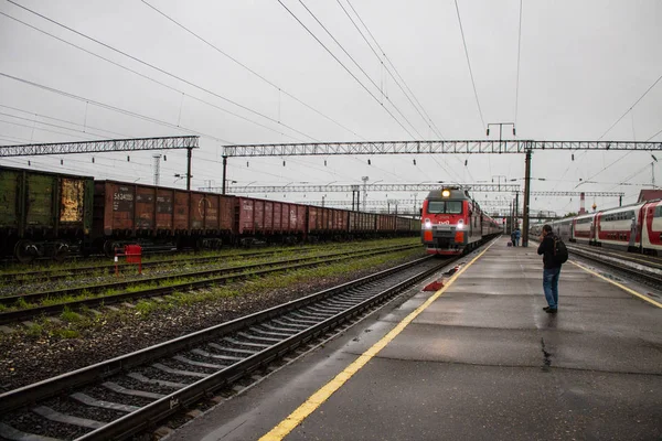 Murom Vladimir Régió Oroszország Augusztus 2019 Vasúti Állomás Utasszállító Vonatok — Stock Fotó
