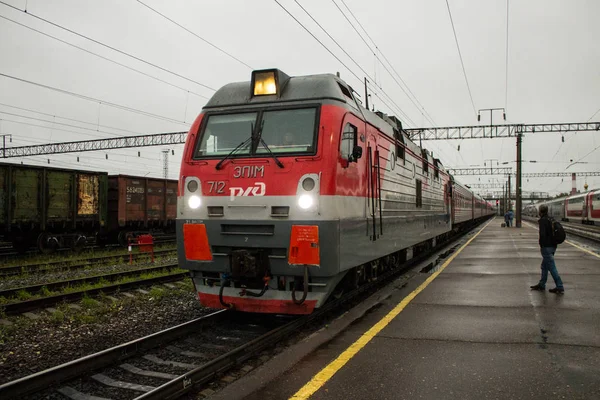 Murom Région Vladimir Russie Août 2019 Gare Ferroviaire Avec Trains — Photo