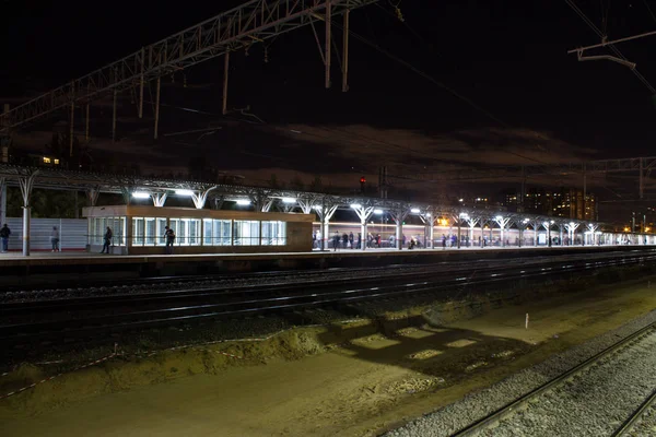 Moskva Ryssland Augusti 2019 Reutovo Railway Station Natten — Stockfoto