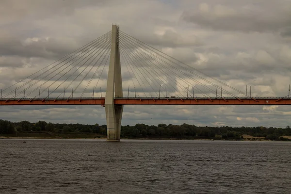 Kábel Maradt Híd Murom Oroszországban Egész Oka Folyón Egy Nyári — Stock Fotó