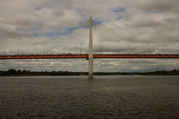 Pont Suspendu Par Câble Murom Russie Travers Rivière Oka Par — Photo