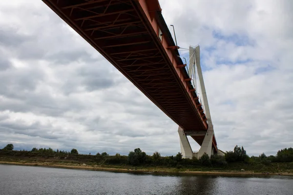 Zavěšený Most Murom Rusku Přes Řeku Oka Letního Dne — Stock fotografie