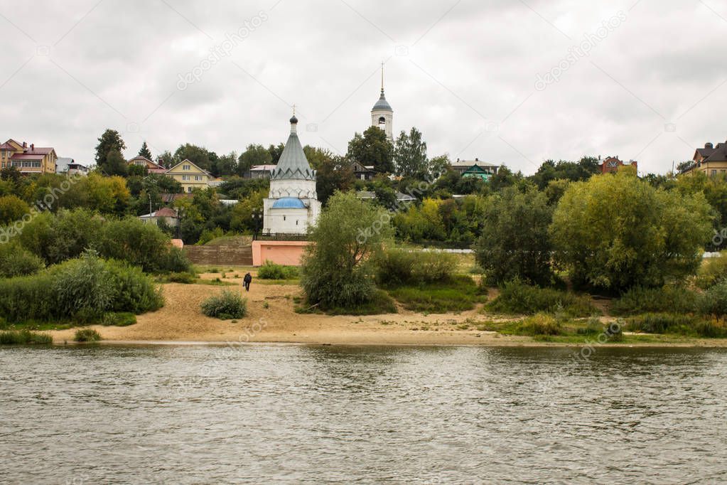 View from the Oka river on the city of Murom Vladimir region Russia cloudy summer day