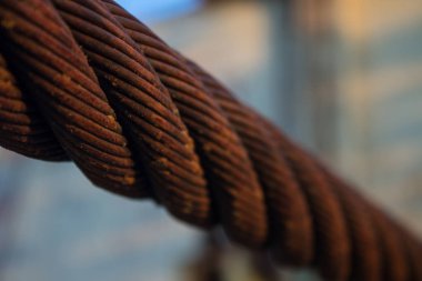 eski paslı metal kablo closeup