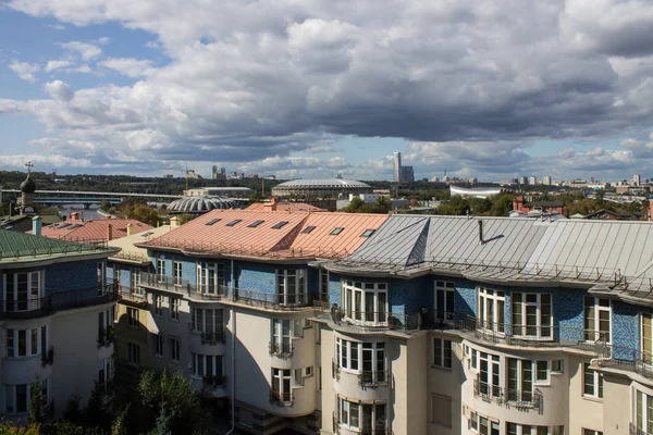 Moskwa Rosja Września 2019 Panoramiczny Widok Szczycie Dachu Budynku Pierwszym — Zdjęcie stockowe