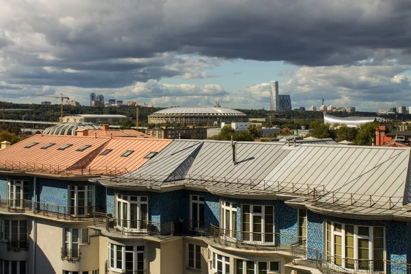 Москва Росія Вересня 2019 Панорамний Вид Вершину Даху Будівлі Передньому — стокове фото
