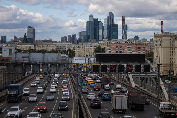 Москва Россия Сентября 2019 Года Вид Сверху Дорогу Дорожным Движением — стоковое фото