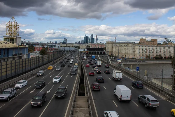 Москва Россия Сентября 2019 Года Вид Сверху Дорогу Дорожным Движением — стоковое фото