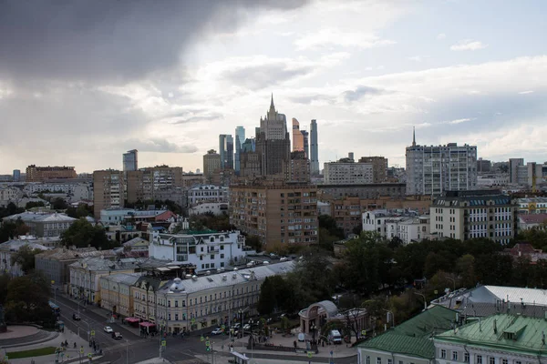 Moscow Oroszország Szeptember 2019 Felülnézet Történelmi Belváros Felhős Panoráma Platform — Stock Fotó