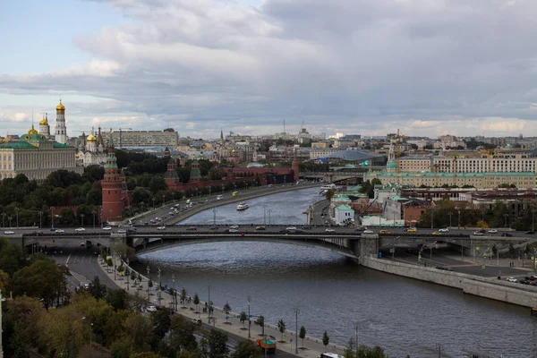 Moscou Rússia Setembro 2019 Vista Superior Rio Kremlin Moscou Ponte — Fotografia de Stock