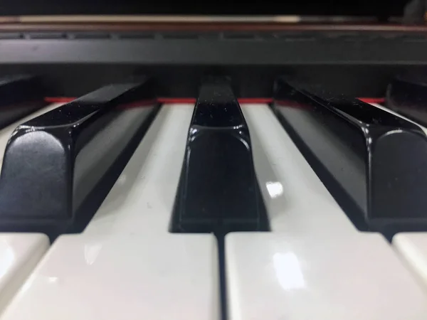 Black White Piano Keys Close — Stock Photo, Image