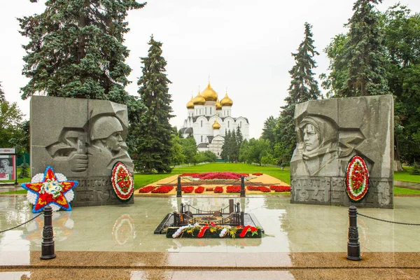 Yaroslavl Russia Juli 2020 Panoramic View Assumption Cathedral Eternal Flame — Stok Foto