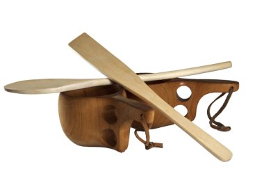 İki fin geleneksel ahşap kupa kuksa ve ahşap kaşık