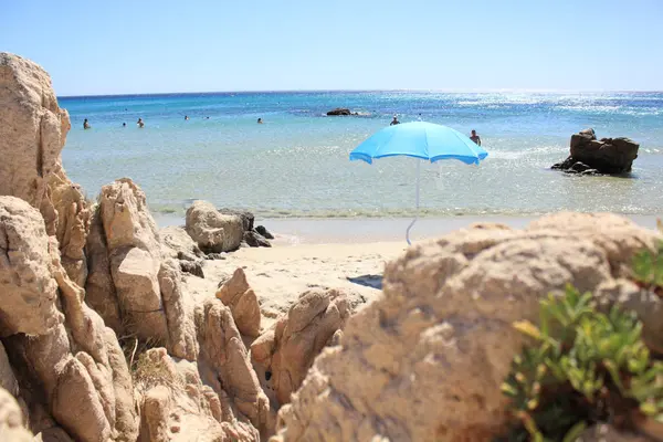 Plaża Costa Rei Sierpień Ciągu Dnia Wiatrem Mistral — Zdjęcie stockowe