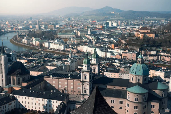 Salzburg Skyline Panorama Von Festung Hohensalzburg Aus — стокове фото