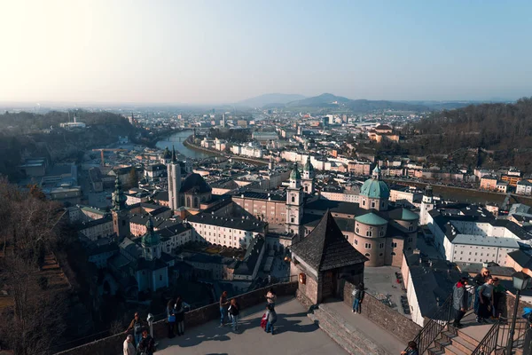 Salzburg Skyline Panorama Von Festung Hohensalzburg Aus — стокове фото