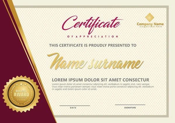 Elegante certificaat sjabloon vector met luxe en modern patroon achtergrond — Stockfoto