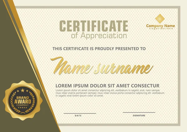 Elegant certificate template vector with luxury and modern pattern background