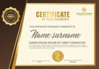 Lüks ve modern desen arka plan ile zarif sertifika şablonu vektör