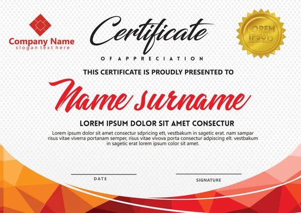 sertifika şablonu poligonal tarzı ve modern desen vektör çizim